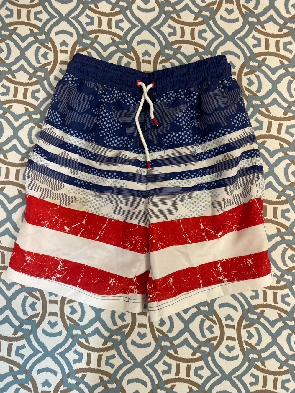 Tommy Bahama Boys Red White and Blue American Flag Swim Trunks